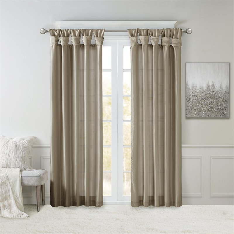 Madison Park Emilia Polyester Twisted Tab Lined Window Panel in Pewter