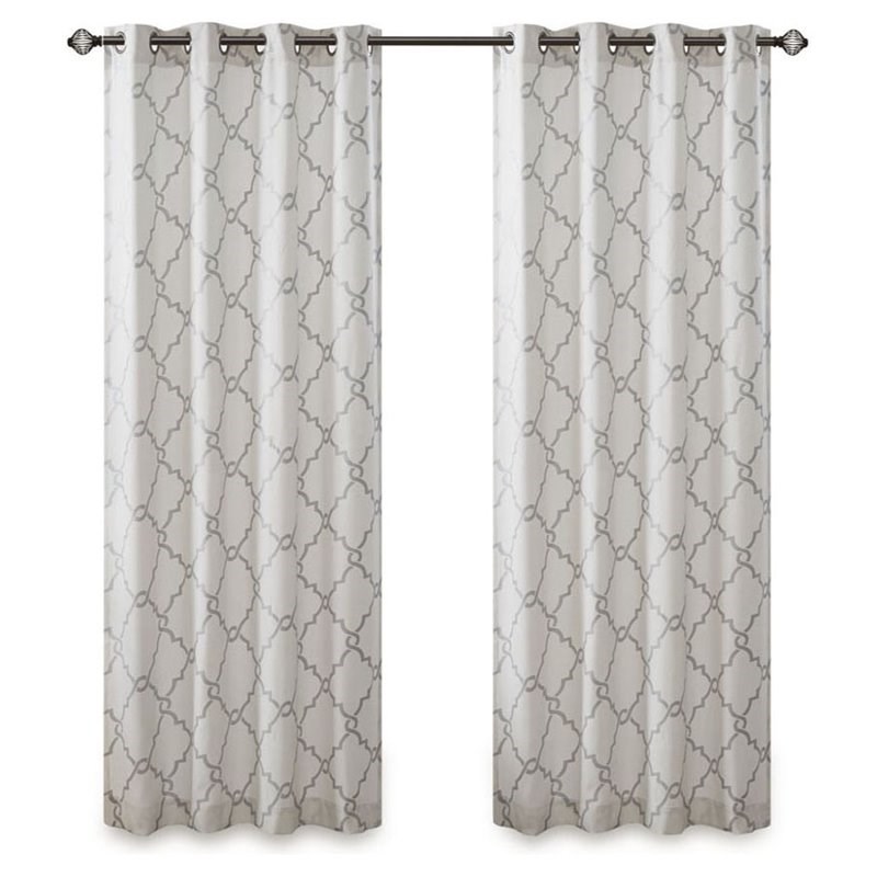Madison Park Saratoga Polyester Cotton Rayon Fretwork Panel in Ivory