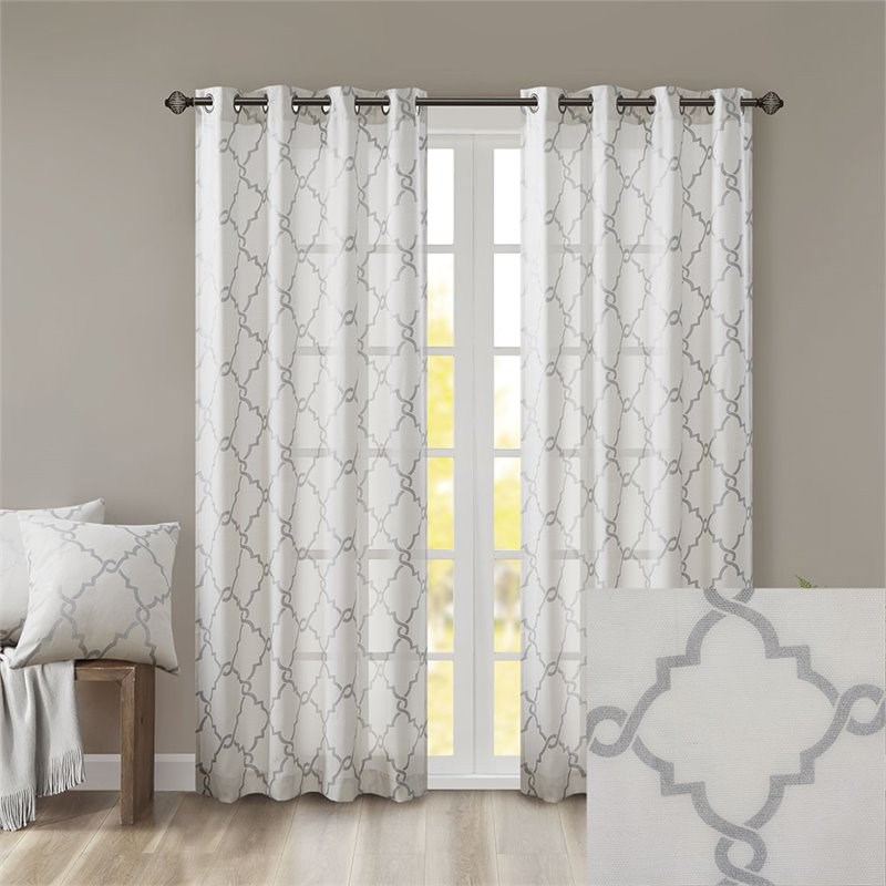 Madison Park Saratoga Polyester Cotton Rayon Fretwork Panel in Ivory