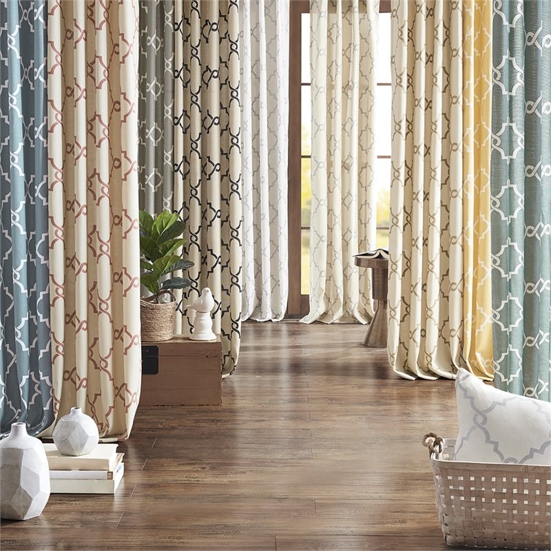 Madison Park Saratoga Polyester Cotton Rayon Fretwork Panel in Ivory