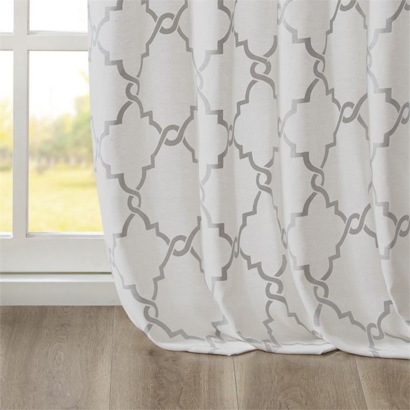Madison Park Saratoga Polyester Cotton Rayon Fretwork Panel in Ivory