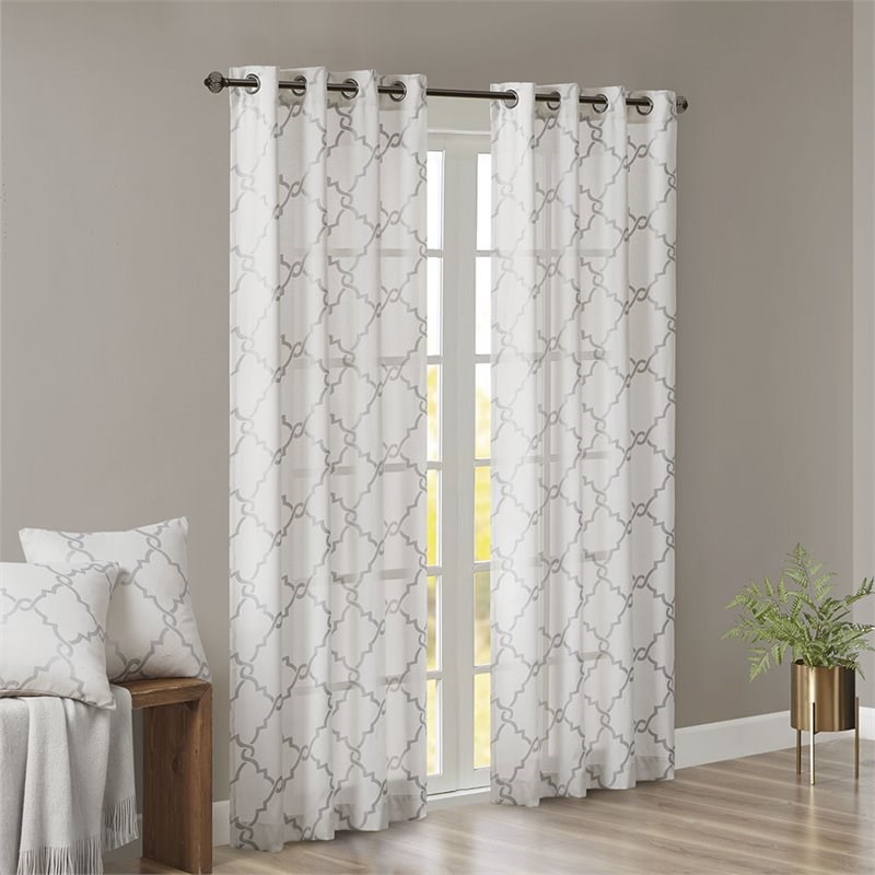 Madison Park Saratoga Polyester Cotton Rayon Fretwork Panel in Ivory