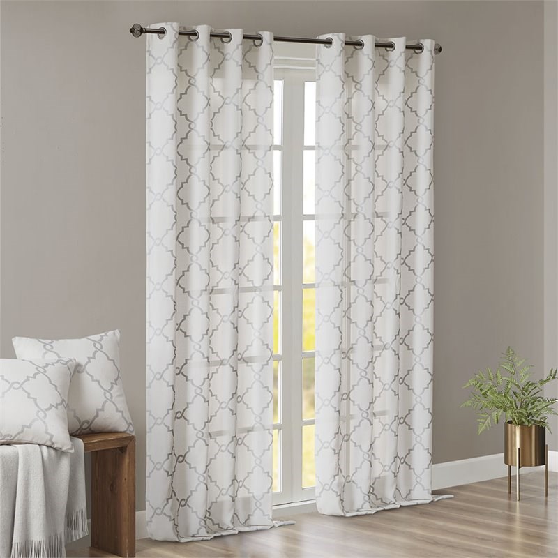 Madison Park Saratoga Polyester Cotton Rayon Fretwork Panel in Ivory