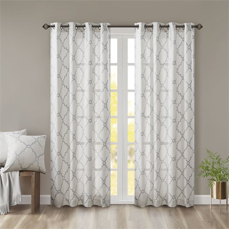 Madison Park Saratoga Polyester Cotton Rayon Fretwork Panel in Ivory