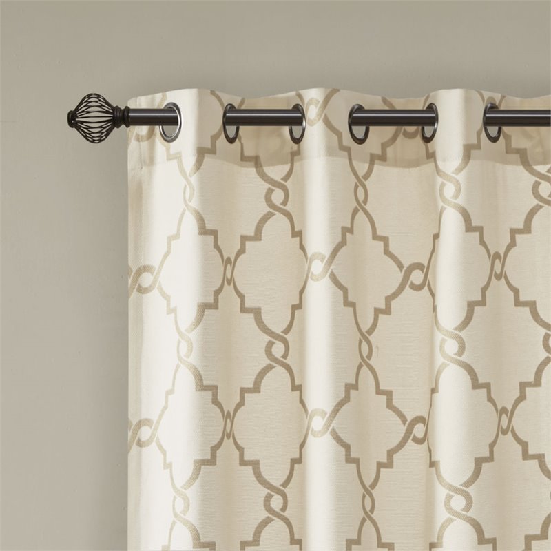 Madison Park Saratoga Polyester Cotton Rayon Fretwork Panel in Beige/Gold