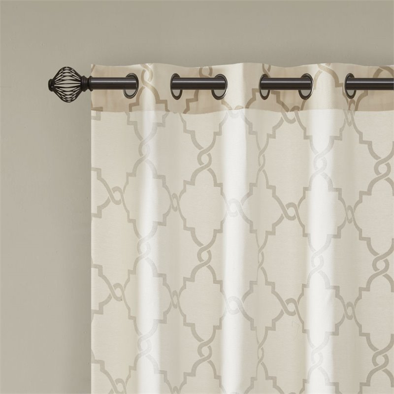 Madison Park Saratoga Polyester Cotton Rayon Fretwork Panel in Beige/Gold