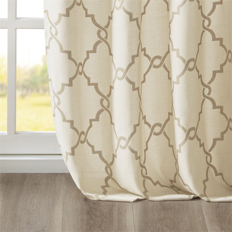 Madison Park Saratoga Polyester Cotton Rayon Fretwork Panel in Beige/Gold