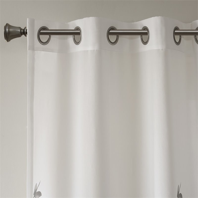 Madison Park Cecily Rayon Polyester Burnout Printed Window Panel in Gray