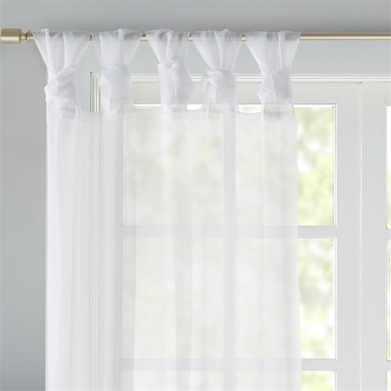 Madison Park Ceres Polyester Fabric Twisted Tab Voile Sheer Window Pair in White