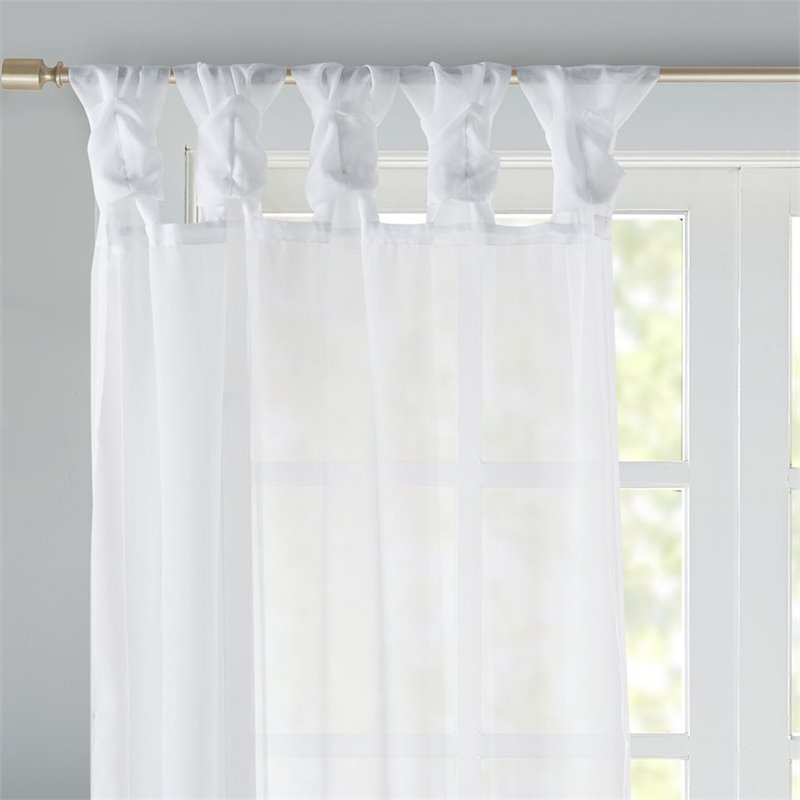 Madison Park Ceres Polyester Fabric Twisted Tab Voile Sheer Window Pair in White