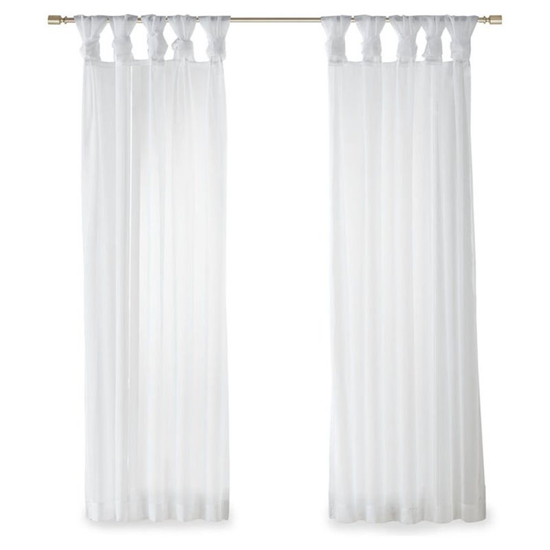 Madison Park Ceres Polyester Fabric Twisted Tab Voile Sheer Window Pair in White