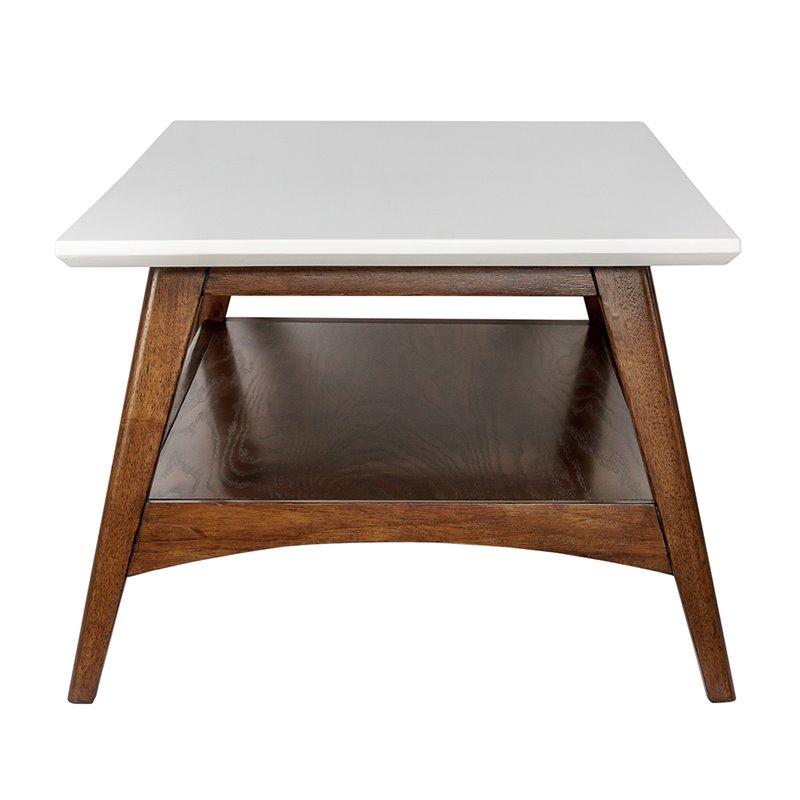 Madison Park Parker Mid-Century Solid Wood Coffee Table in Off White/Pecan