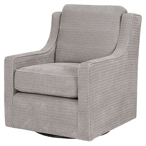 Madison Park Harris 32.5&quot Fabric and Solid Wood Swivel Chair in Gray