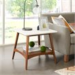 Madison Park Parker Mid-Century Rubber Wood End Table in Off White/Pecan