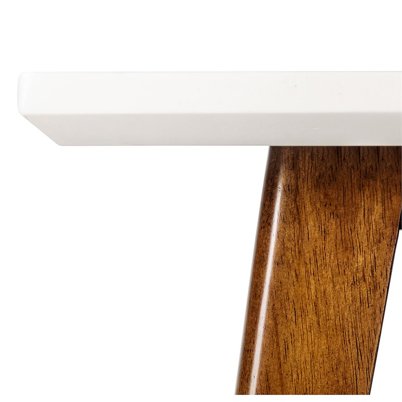 Madison Park Parker Mid-Century Rubber Wood End Table in Off White/Pecan