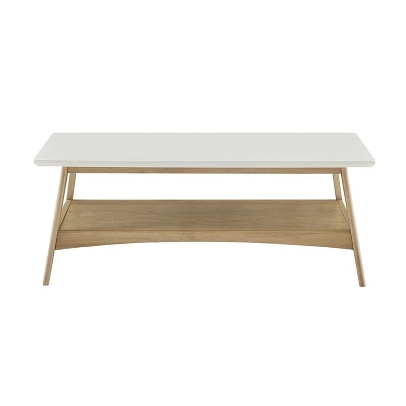 Madison Park Parker Mid-Century Solid Wood Coffee Table in Off White