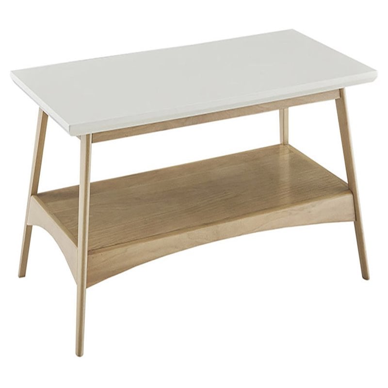Madison Park Parker Mid-Century Solid Wood Coffee Table in Off White