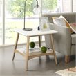 Madison Park Parker Mid-Century Solid Wood End Table in Off White/Natural