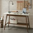 Madison Park Mid-Century MDF Rubber Wood Parker Desk in Off White/Pecan
