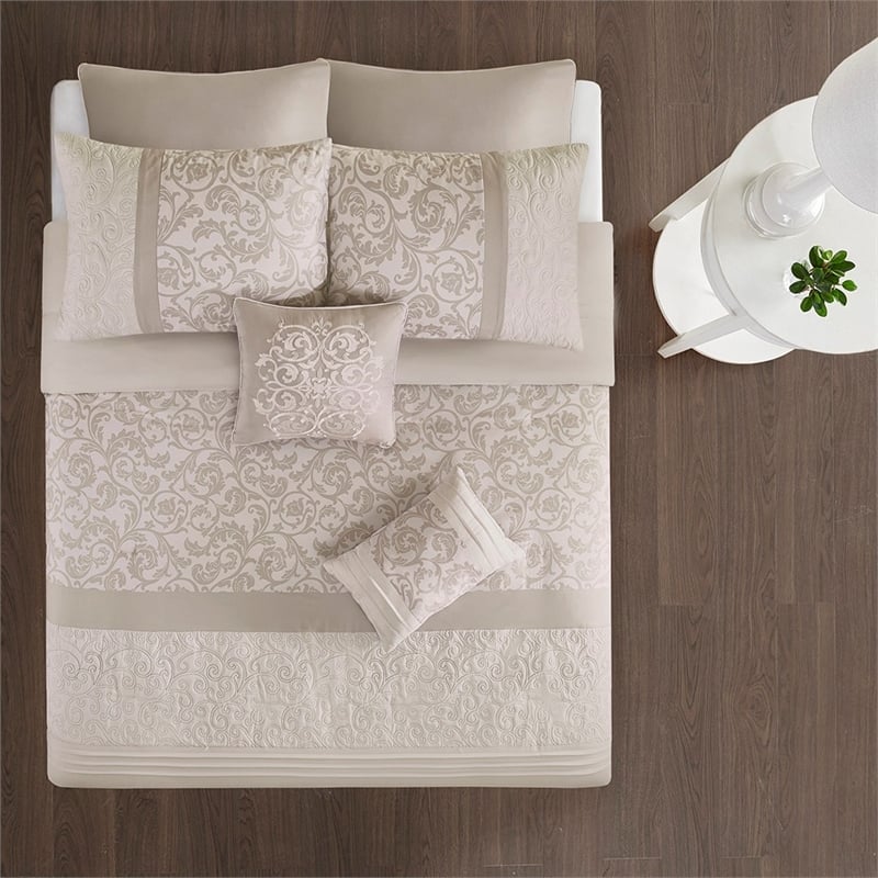 510 Design Ramsey 8-Piece Fabric Comforter Set with Quilting in Gray