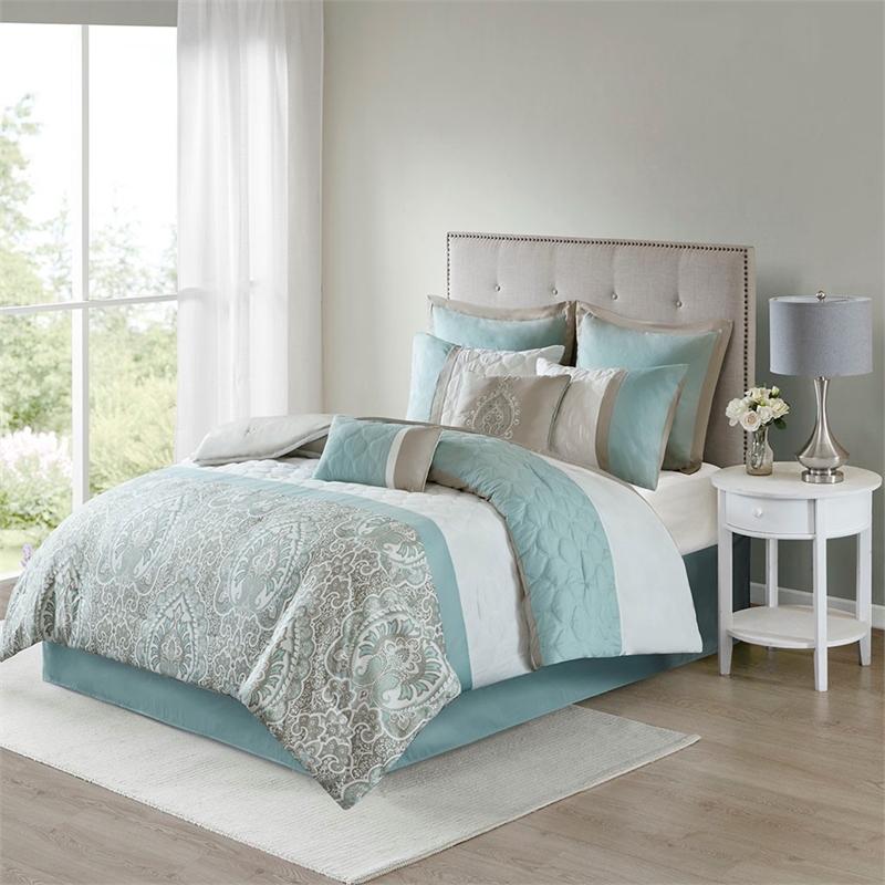 510 Design Shawnee 8-Piece Fabric Comforter Set with Quilting in Green