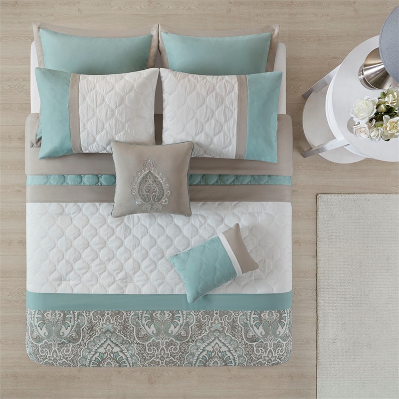 510 Design Shawnee 8-Piece Fabric Comforter Set with Quilting in Green