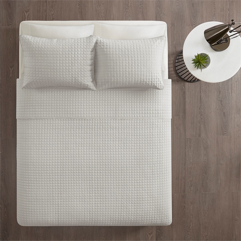510 Design Otto 3-Piece Polyester Microfiber Coverlet Set in Gray
