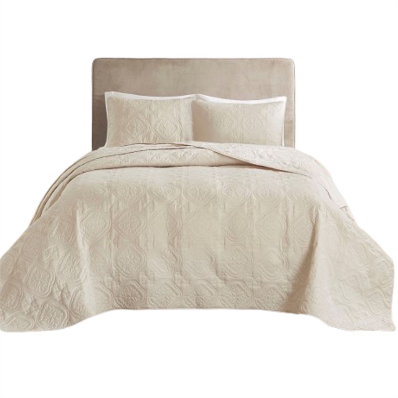 510 Design Oakley Polyester Microfiber Bedspread Set in Cream