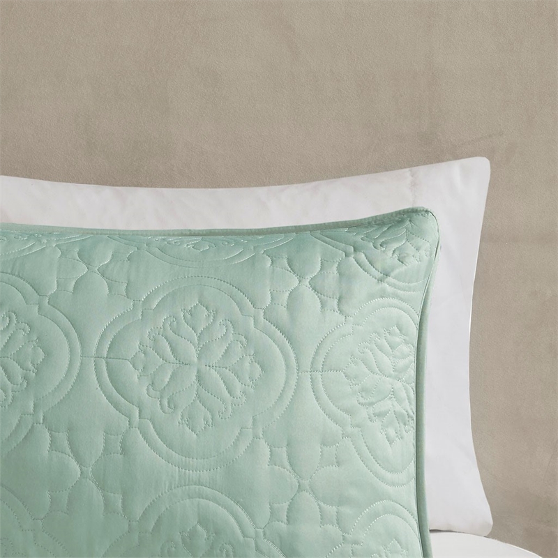 510 Design Oakley Polyester Microfiber Bedspread Set in Seafoam Green
