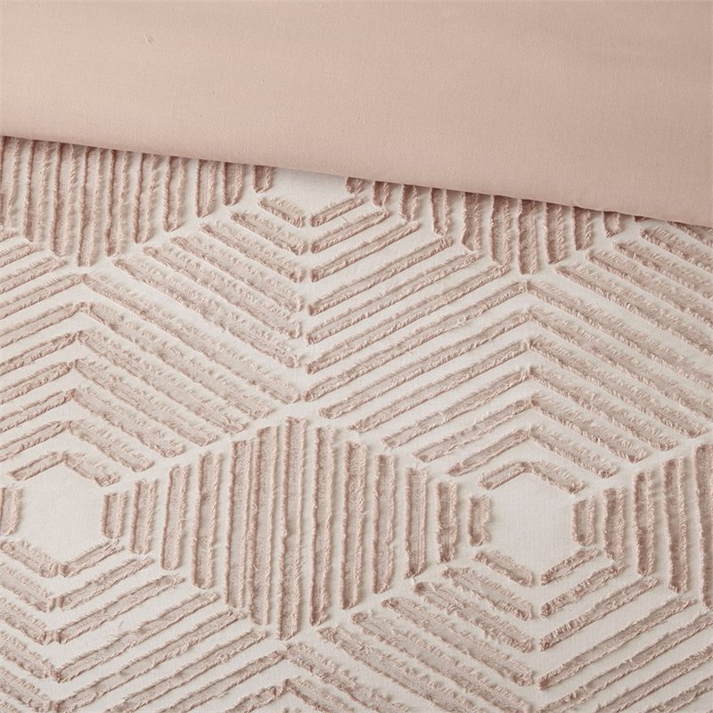 INK+IVY Ellipse Cotton Clipped Jacquard Comforter Set in Blush Pink