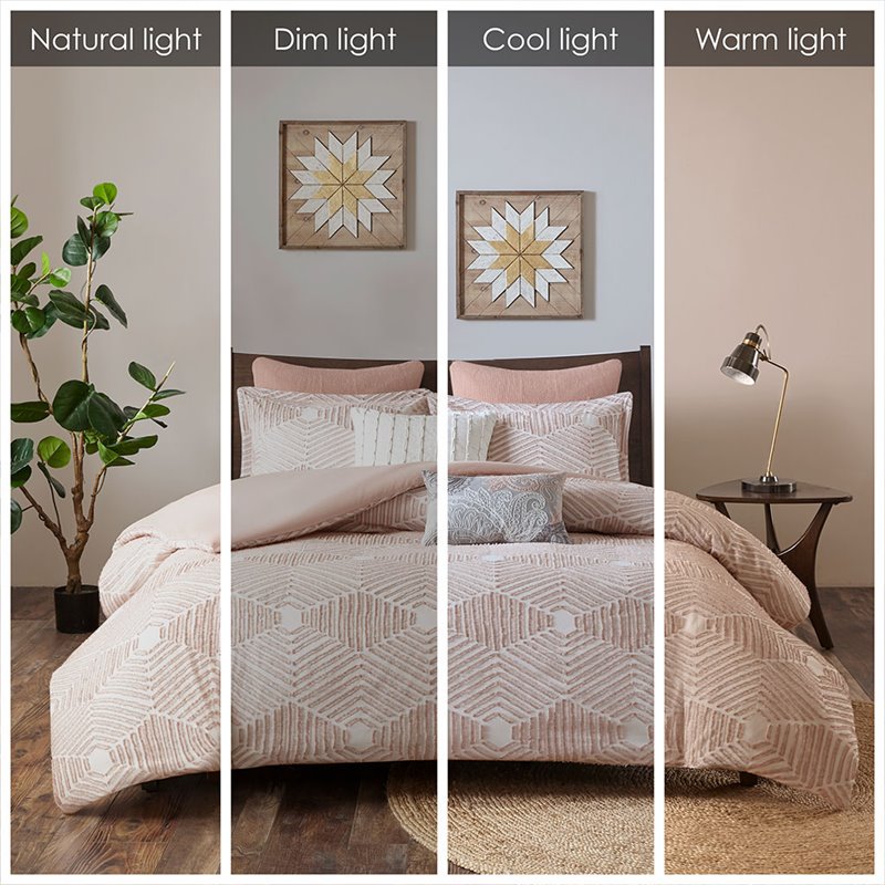 INK+IVY Ellipse Cotton Clipped Jacquard Comforter Set in Blush Pink