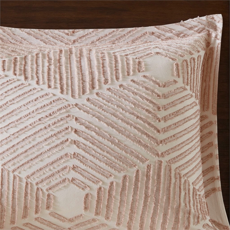INK+IVY Ellipse Cotton Clipped Jacquard Comforter Set in Blush Pink Finish