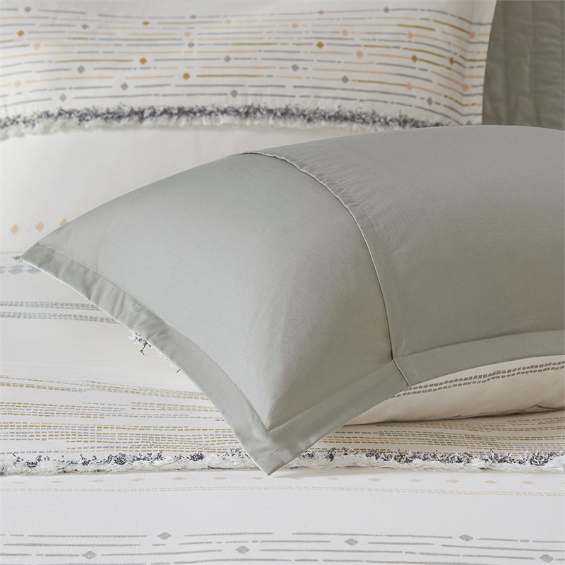 ink+ivy nea 3-piece cotton printed comforter set with trims in off white