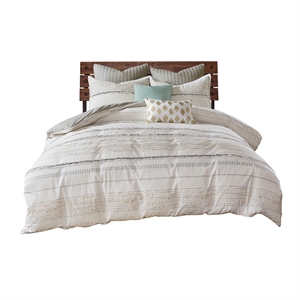 ink+ivy nea 3-piece cotton printed comforter set with trims in off white
