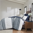 INK+IVY Mila 3-Piece Cotton Printed Comforter Set with Chenille in Navy