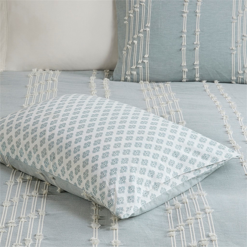 INK+IVY Kara 3-Piece Cotton Modern Jacquard Comforter Set in Aqua Blue