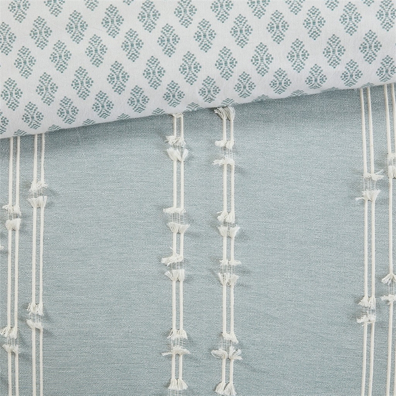 INK+IVY Kara 3-Piece Cotton Modern Jacquard Comforter Set in Aqua Blue
