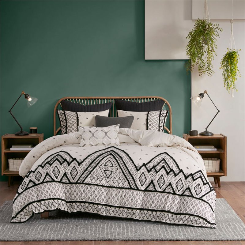 INK+IVY Marta 3-Piece Cotton and Flax Printed Comforter Set in Natural