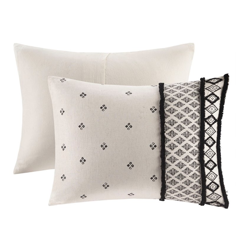 INK+IVY Marta 3-Piece Cotton and Flax Printed Comforter Set in Natural