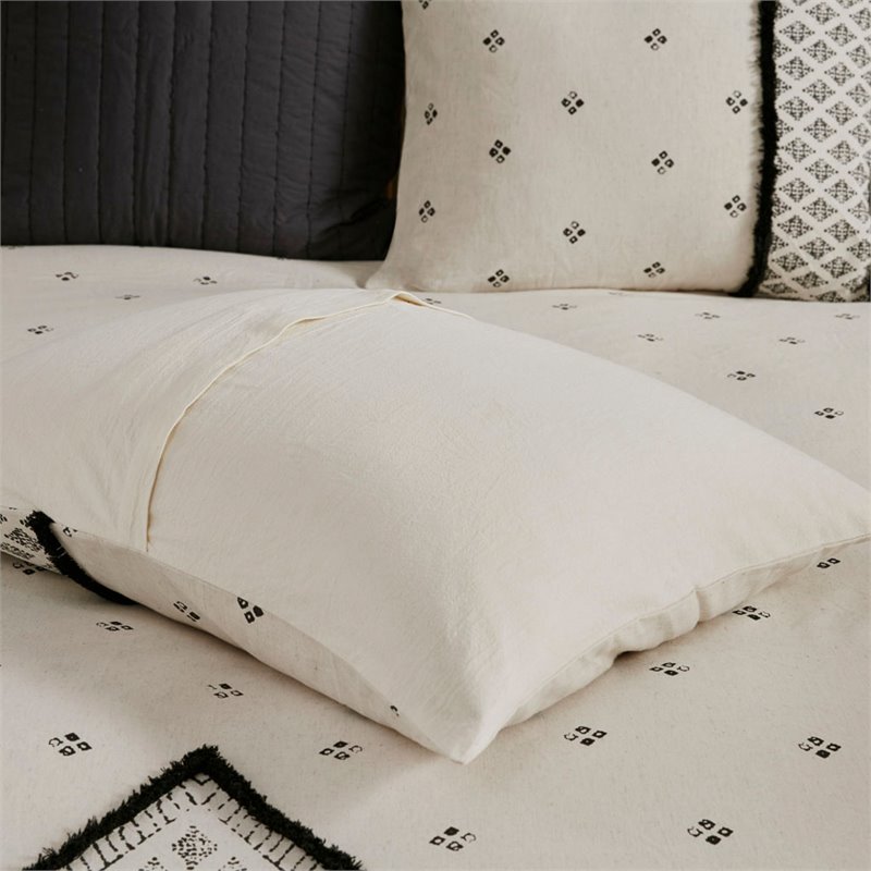 INK+IVY Marta 3-Piece Cotton and Flax Printed Comforter Set in Natural