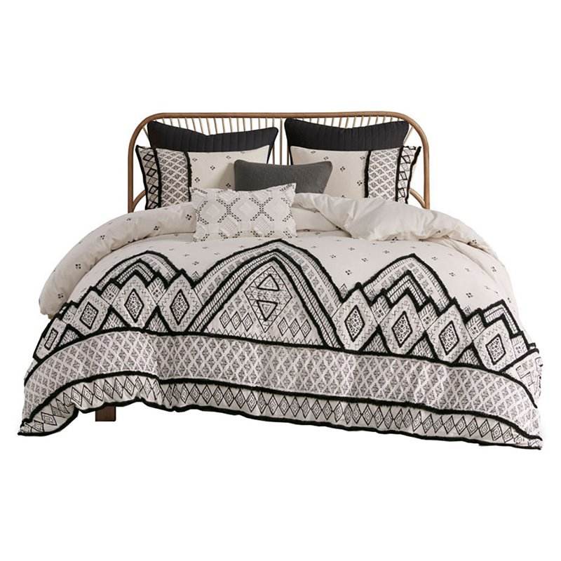 INK+IVY Marta 3-Piece Cotton and Flax Printed Comforter Set in Natural