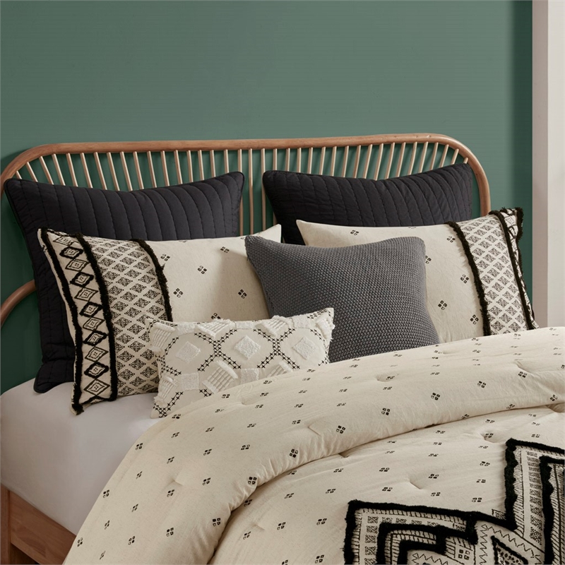 ink+ivy marta 3-piece cotton and flax printed comforter set in natural finish