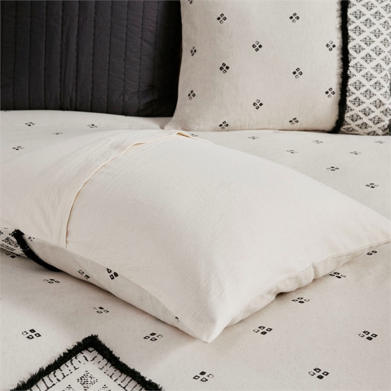 ink+ivy marta 3-piece cotton and flax printed comforter set in natural finish