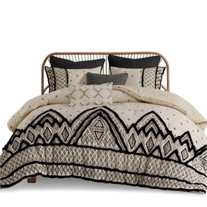 INK+IVY Marta 3-Piece Cotton and Flax Printed Comforter Set in Natural Finish