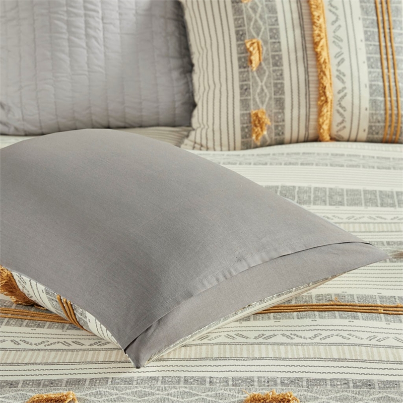 INK+IVY Cody 3-Piece Contemporary Cotton Comforter Set in Gray/Yellow