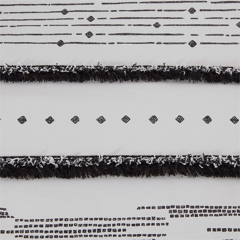 INK+IVY 3-Piece Cotton Printed Comforter Set with Trims in Black and White