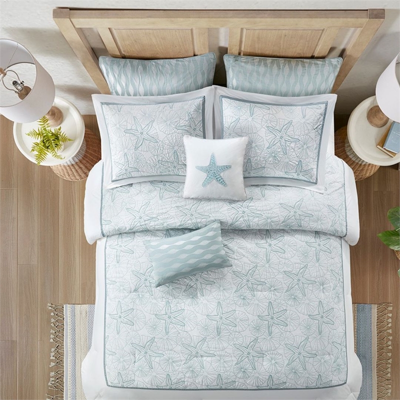 Harbor House Maya Bay Cotton Comforter Bedding Set w/ Embroidery in White