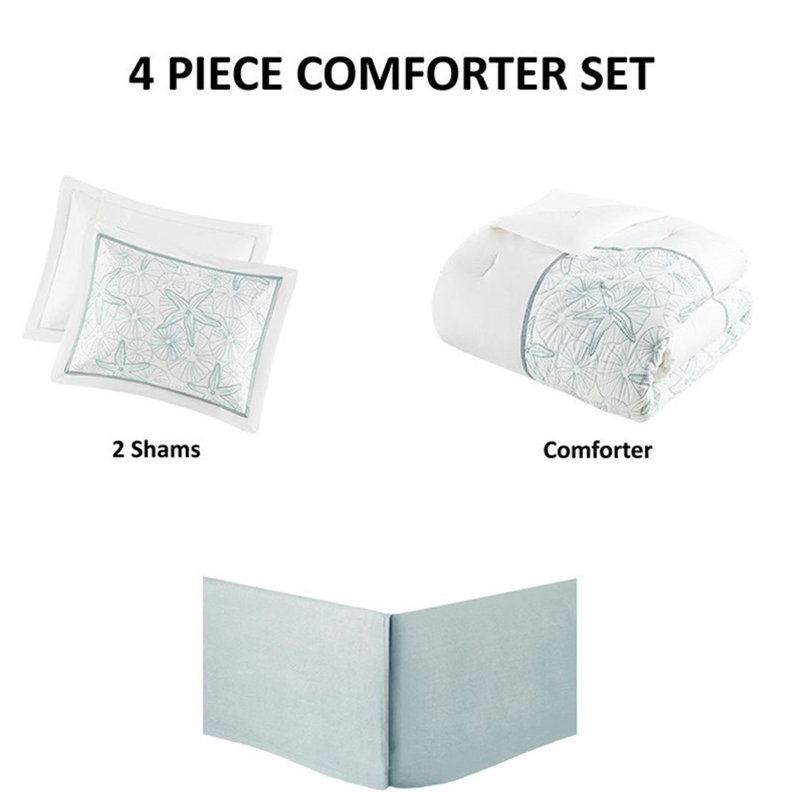 Harbor House Maya Bay Cotton Comforter Bedding Set w/ Embroidery in White