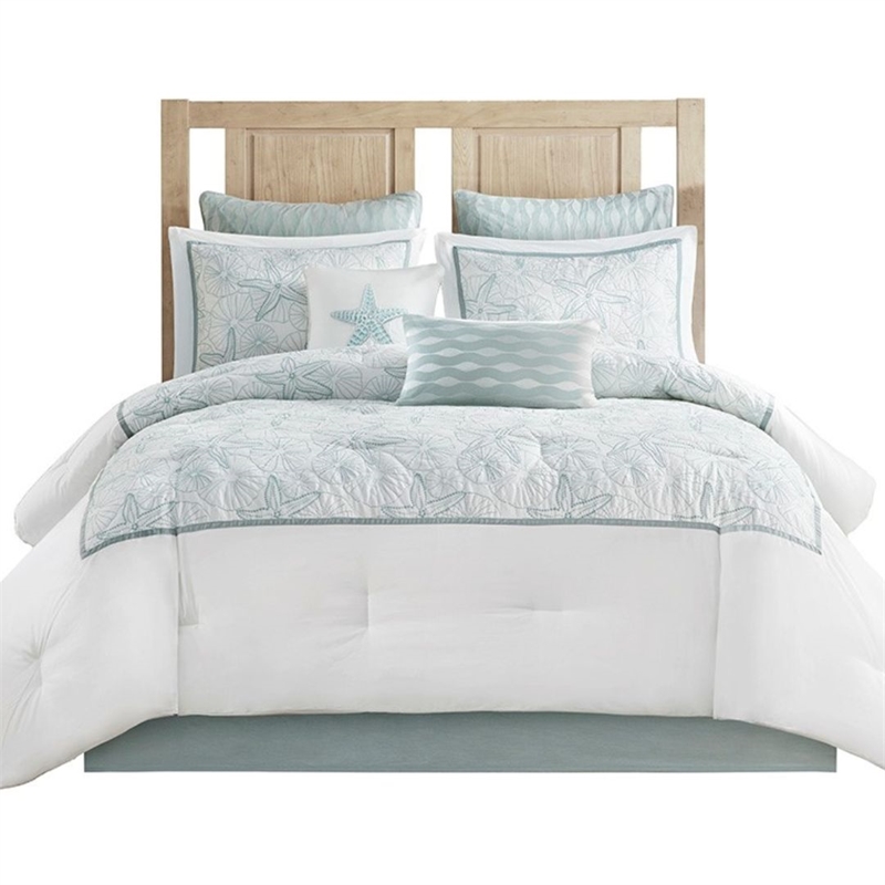 Harbor House Maya Bay Cotton Comforter Bedding Set w/ Embroidery in White
