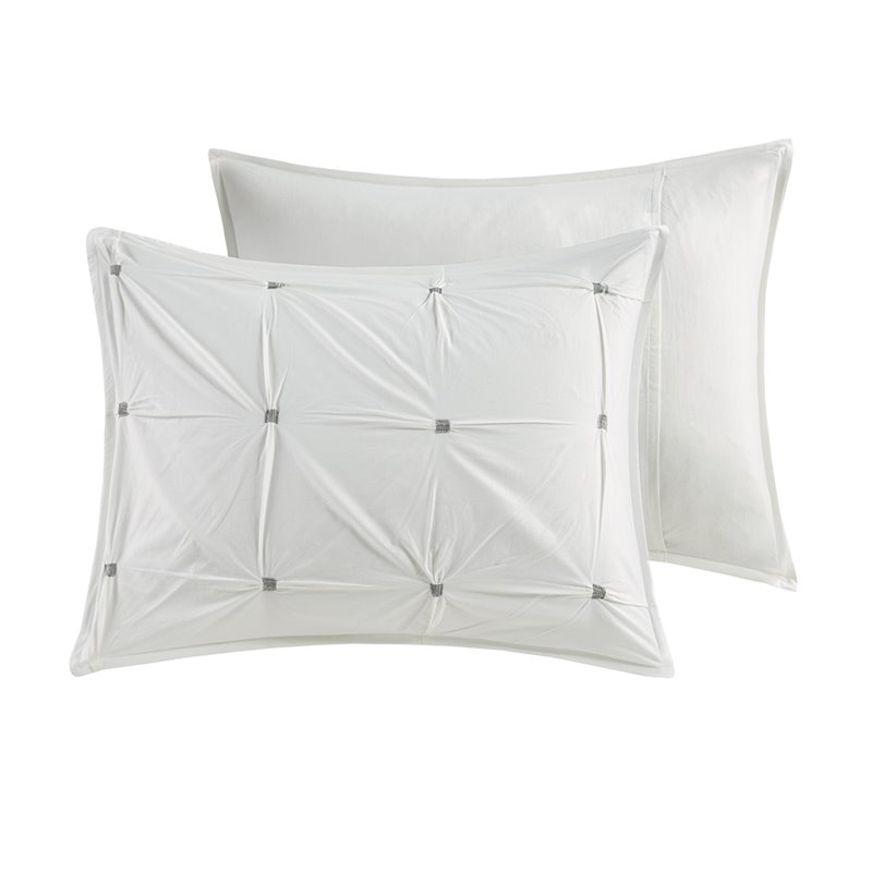 INK+IVY Masie Mid-Century Cotton Percale Comforter Set with Embroidery in White